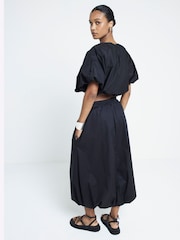 River Island Black Bubble Hem Midi Skirt - Image 2 of 4