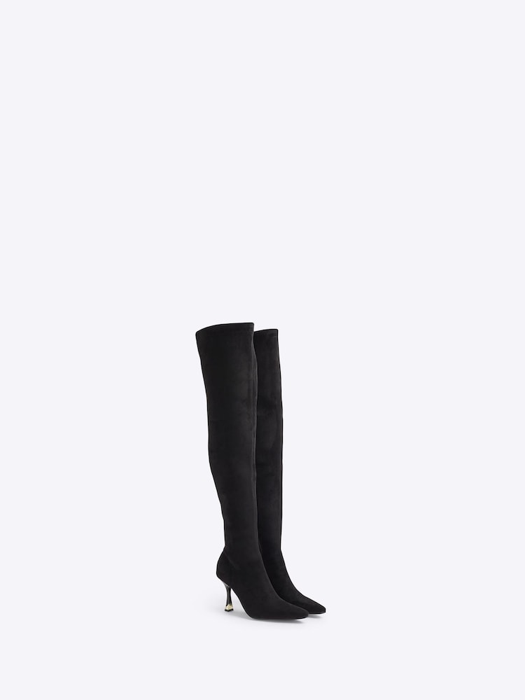 River Island Black Over The Knee Sock Boots - Image 2 of 4
