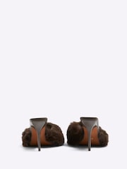 River Island Brown Faux Fur Heeled Mules - Image 3 of 5