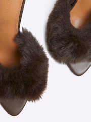 River Island Brown Faux Fur Heeled Mules - Image 5 of 5