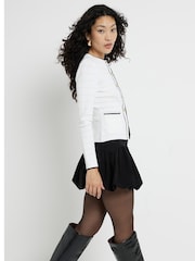 River Island White Military Kintted Cardigan - Image 1 of 3