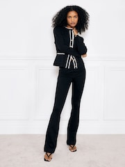 River Island Black Petite High Rise Tummy Hold Flare Jeans - Image 1 of 5