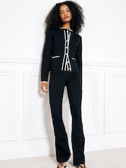 River Island Black Petite High Rise Tummy Hold Flare Jeans - Image 3 of 5