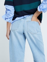 River Island Blue 100% Cotton Oversized High Rise Barrel Jeans - Image 2 of 5