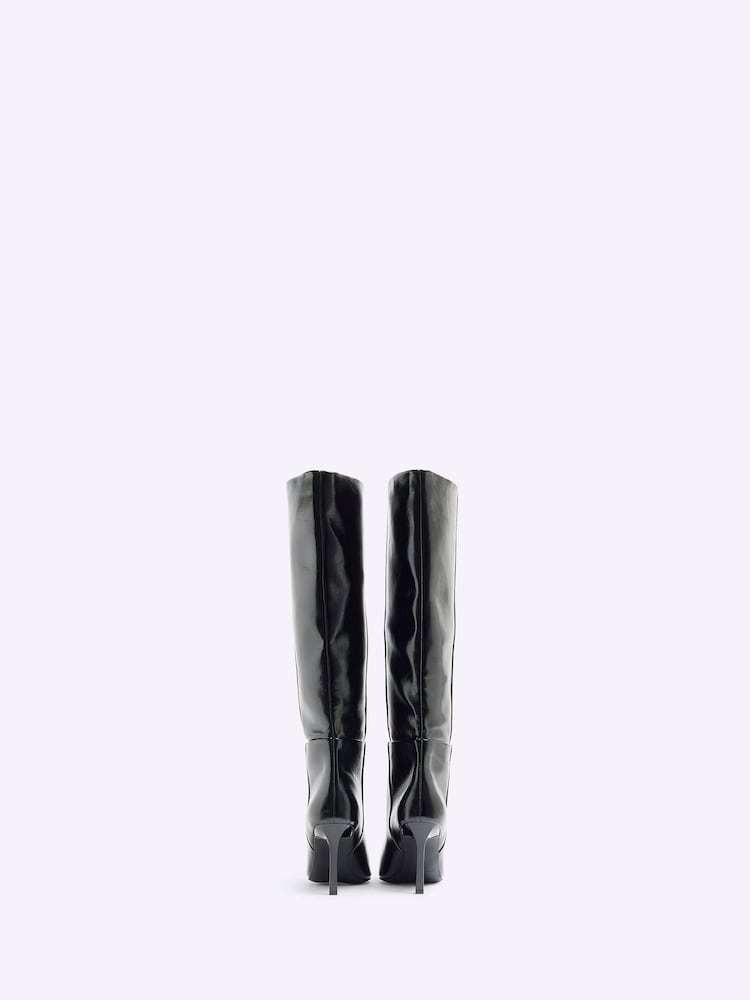 River Island Black Straight Shaft High Leg Boots - Image 3 of 4