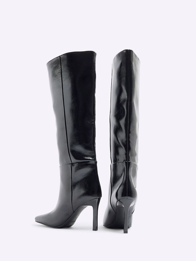 River Island Black Straight Shaft High Leg Boots - Image 4 of 4