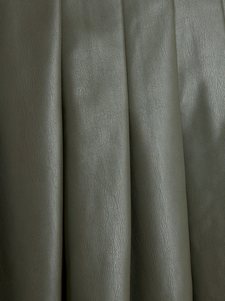 River Island Green Faux Leather Pleated Midi Skirt - Image 6 of 6