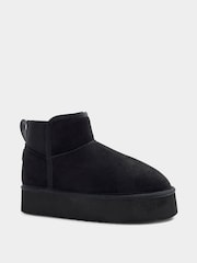 River Island Black Faux Fur Lined Elastic Back Boots - Image 2 of 5