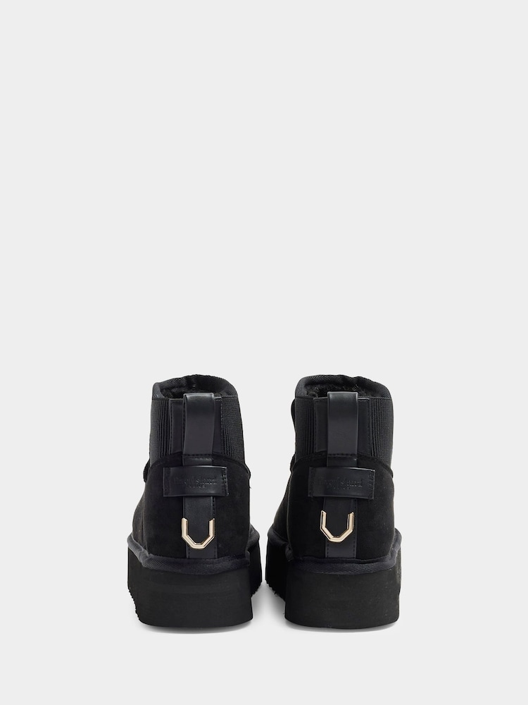 River Island Black Faux Fur Lined Elastic Back Boots - Image 4 of 5