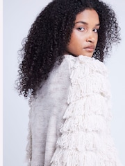 River Island Cream Fringe Knitted Cardigan - Image 3 of 4