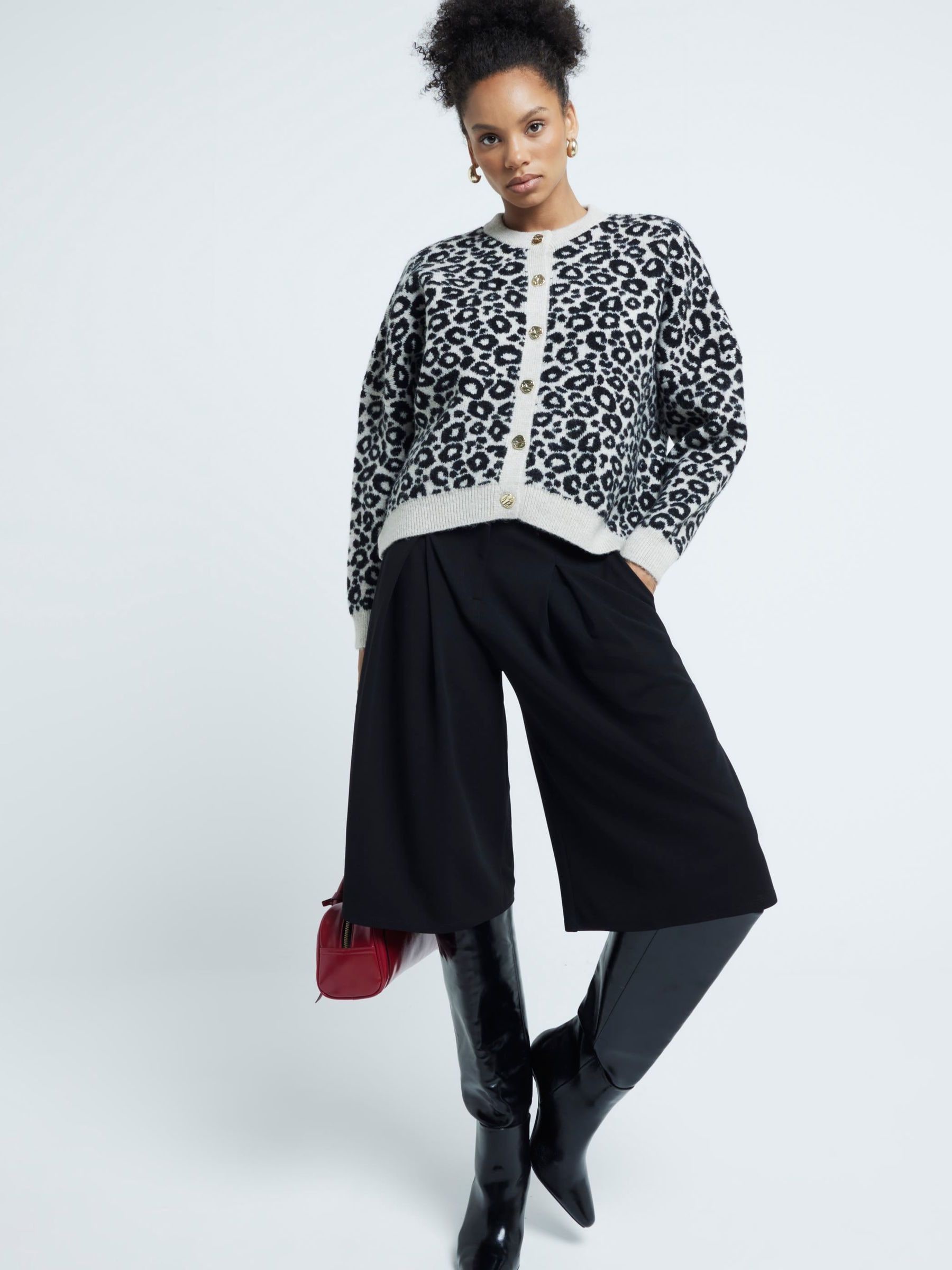 Buy River Island Cream Animal Print Oversized Cardigan from Next USA