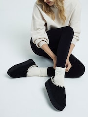 River Island Black Faux Fur Lined Platform Slippers - Image 1 of 4