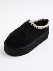 River Island Black Faux Fur Lined Platform Slippers - Image 2 of 4
