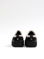 River Island Black Faux Fur Lined Platform Slippers - Image 4 of 4
