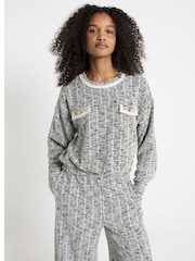 River Island Black Boucle Sweatshirt - Image 1 of 4