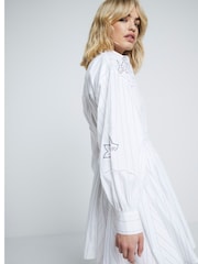 River Island Cream Poplin Cutwork 100% Cotton Shirt Dress - Image 2 of 4