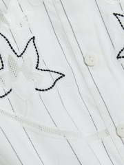 River Island Cream Poplin Cutwork 100% Cotton Shirt Dress - Image 4 of 4