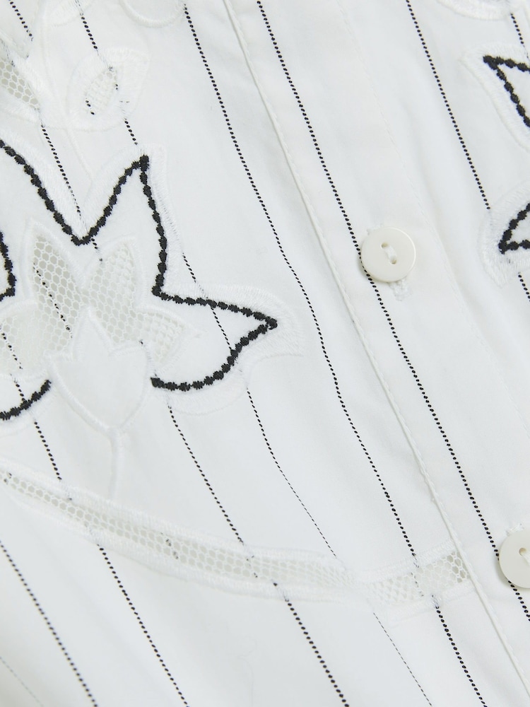 River Island Cream Poplin Cutwork 100% Cotton Shirt Dress - Image 4 of 4 River Island Cream Poplin Cutwork 100% Cotton Shirt Dress - Image 4 of 4