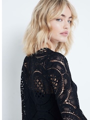 River Island Black Long Sleeve Lace T-Shirt - Image 3 of 4