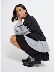River Island Black Shirt Hem 100% Cotton Sweatshirt - Image 3 of 4