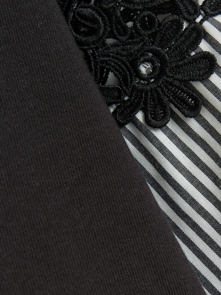 River Island Black Shirt Hem 100% Cotton Sweatshirt - Image 4 of 4