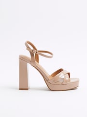 River Island Pink Strap Vamp Platform Sandals - Image 1 of 4