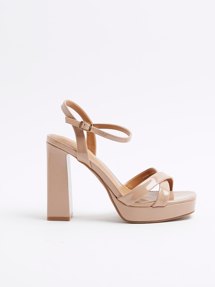 River Island Pink Strap Vamp Platform Sandals - Image 1 of 4
