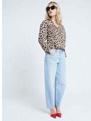 River Island Brown Leopard Scuplted Cocoon Jacket - Image 3 of 6