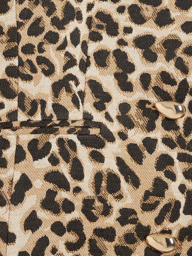 River Island Brown Leopard Scuplted Cocoon Jacket - Image 6 of 6 River Island Brown Leopard Scuplted Cocoon Jacket - Image 6 of 6