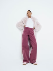River Island Red 100% Cotton Mid Rise Soft Wide Leg Jeans - Image 1 of 4