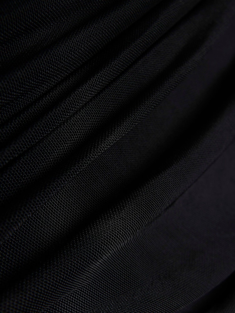 River Island Black Long Sleeve Drape Wrap Mesh Top - Image 4 of 4
