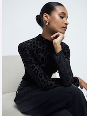 River Island Black Leopard print High Neck Bodysuit - Image 3 of 4