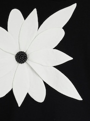 River Island Black Mono Flower Print 100% Cotton Sweatshirt - Image 6 of 6