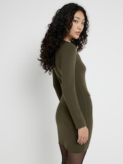 River Island Green Military Button Knitted Dress - Image 2 of 4