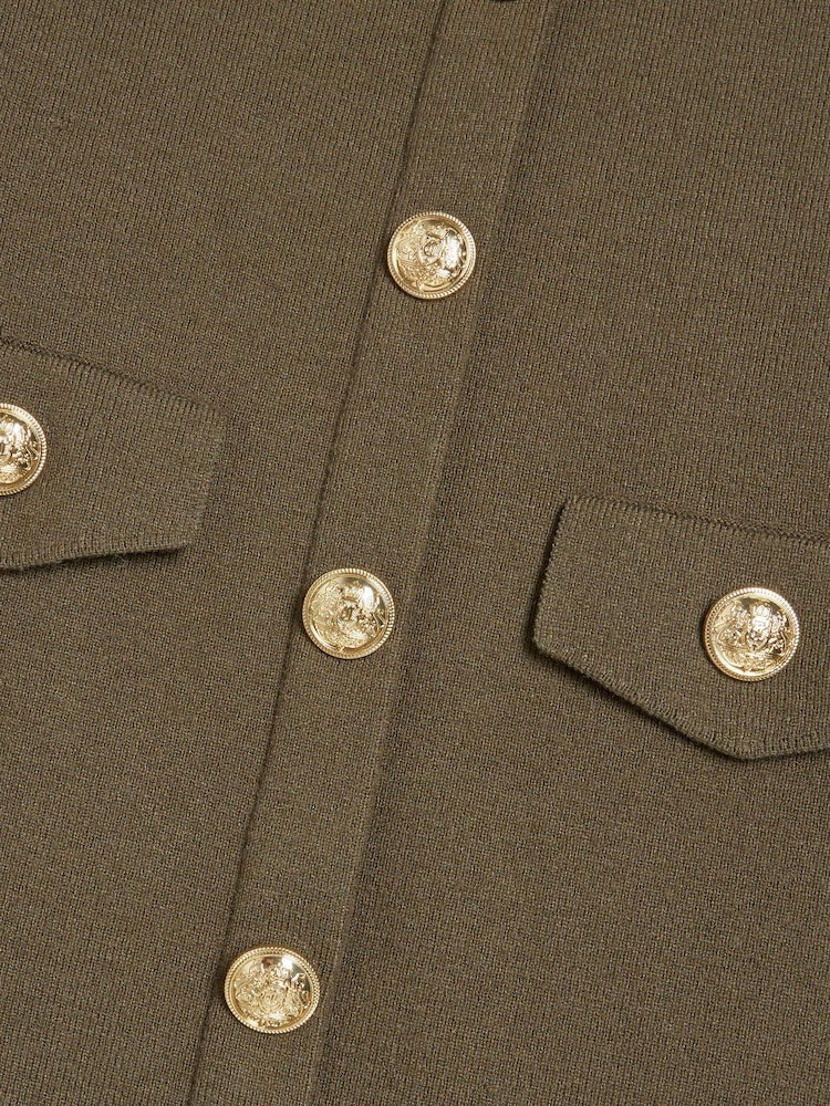 River Island Green Military Button Knitted Dress - Image 4 of 4