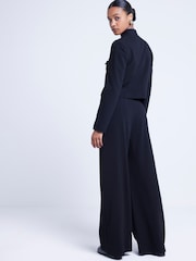 River Island Black Wide Leg Stitch Detail Trousers - Image 2 of 6