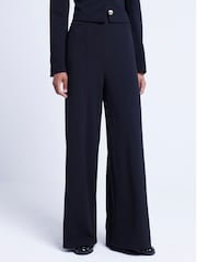 River Island Black Wide Leg Stitch Detail Trousers - Image 3 of 6