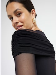 River Island Black Mesh Panel Detail Bodysuit - Image 3 of 4