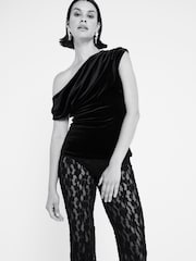 River Island Black Drape Velvet Top - Image 4 of 6