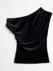 River Island Black Drape Velvet Top - Image 5 of 6