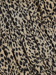 River Island Brown Beige Printed Shirred Chiffon Blouse - Image 4 of 4