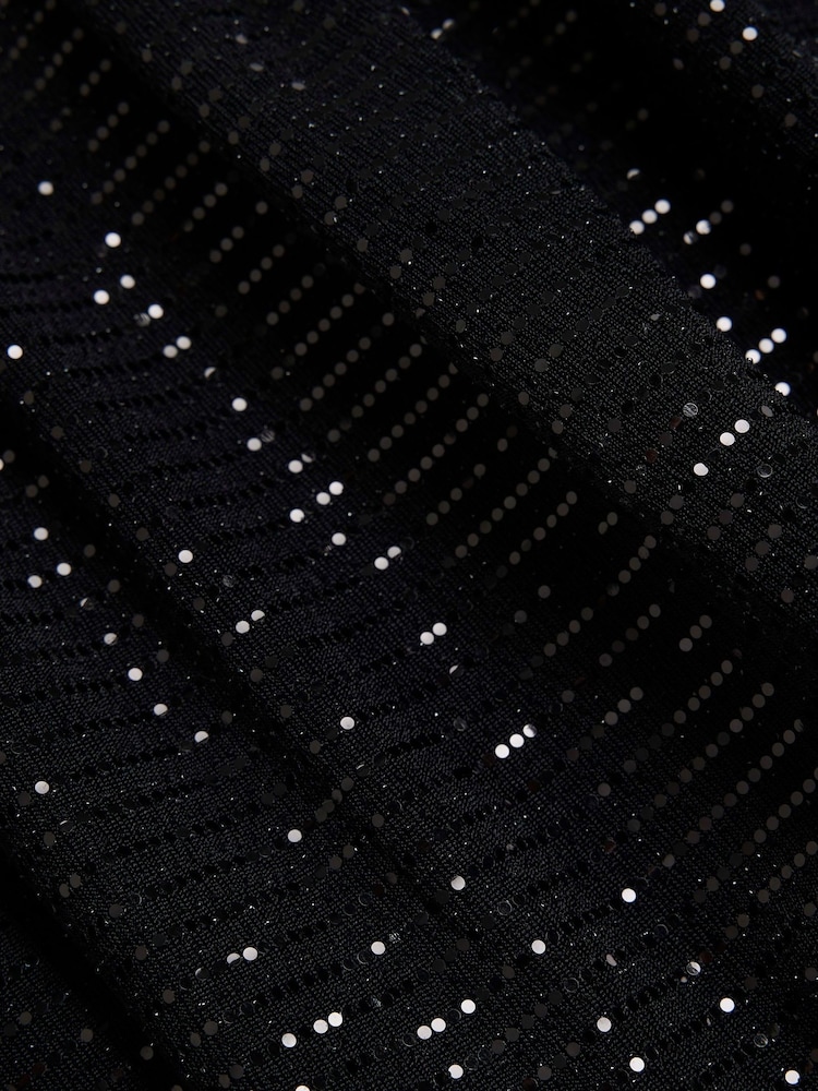 River Island Black Glitter Bubble Bandeau Top - Image 6 of 6 River Island Black Glitter Bubble Bandeau Top - Image 6 of 6