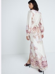 River Island Cream Twist Front Printed V Neck Maxi Dress - Image 3 of 4