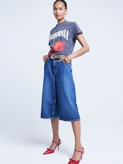 River Island Grey Cherry Graphic 100% Cotton Crew T-Shirt - Image 1 of 4