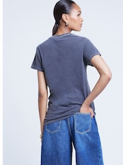 River Island Grey Cherry Graphic 100% Cotton Crew T-Shirt - Image 2 of 4