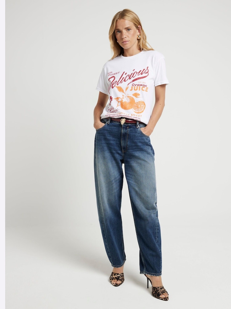 River Island White Fruit 100% Cotton Graphic T-Shirt - Image 2 of 4 River Island White Fruit 100% Cotton Graphic T-Shirt - Image 2 of 4