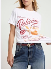 River Island White Fruit 100% Cotton Graphic T-Shirt - Image 3 of 4