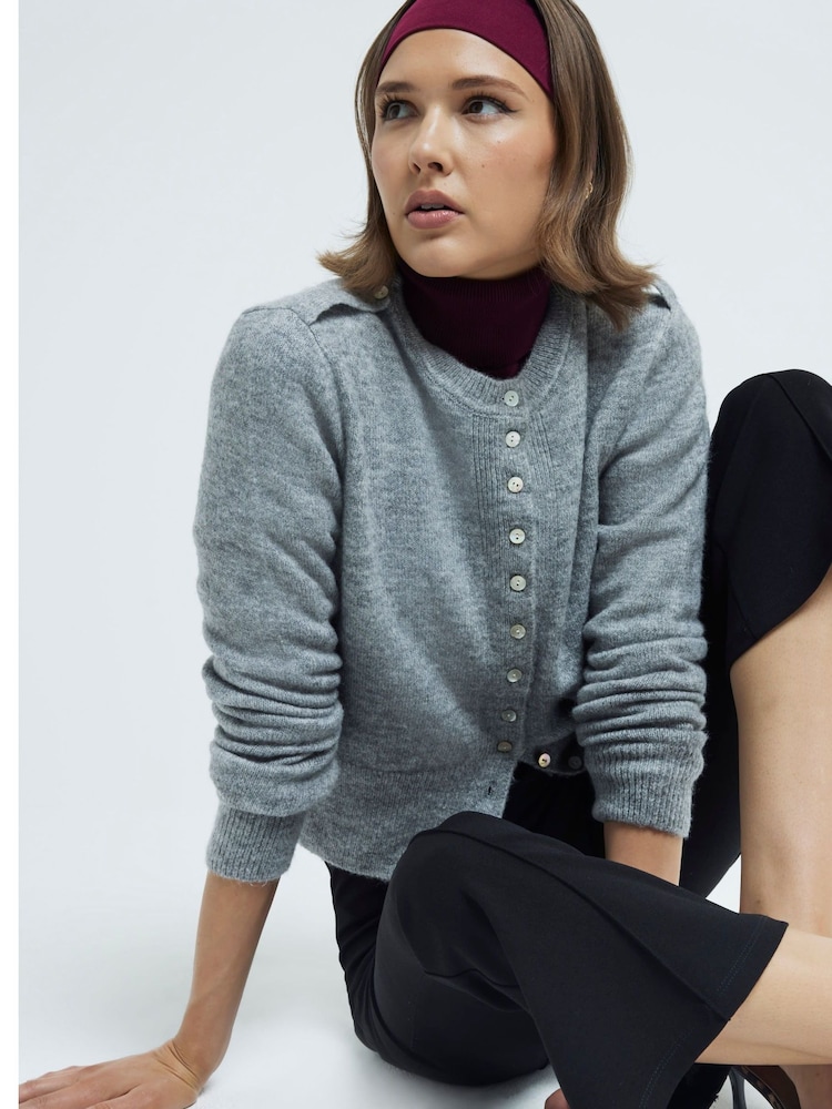 River Island Grey Button Front Knitted Cardigan - Image 1 of 5