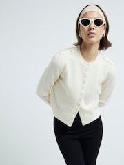 River Island Cream Button Front Knitted Cardigan - Image 1 of 9
