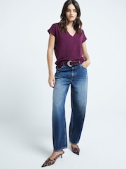 River Island Burgundy/Black/Beige 2 Pack V-Neck T-Shirts - Image 2 of 6